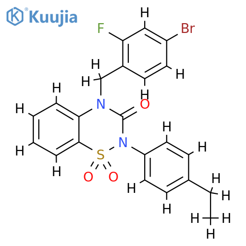 4-(4-bromo-2-fluorophenyl)methyl-2-(4-ethylphenyl)-3,4-dihydro-2H-1lambda6,2,4-benzothiadiazine-1,1,3-trione structure