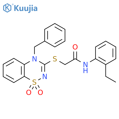 2-(4-benzyl-1,1-dioxo-4H-1lambda6,2,4-benzothiadiazin-3-yl)sulfanyl-N-(2-ethylphenyl)acetamide structure
