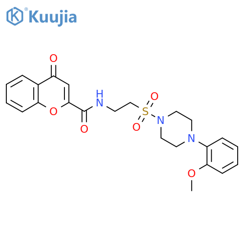 N-(2-{4-(2-methoxyphenyl)piperazin-1-ylsulfonyl}ethyl)-4-oxo-4H-chromene-2-carboxamide structure