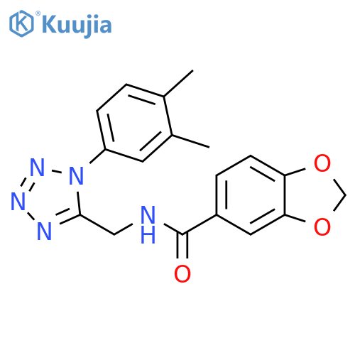 N-{1-(3,4-dimethylphenyl)-1H-1,2,3,4-tetrazol-5-ylmethyl}-2H-1,3-benzodioxole-5-carboxamide structure
