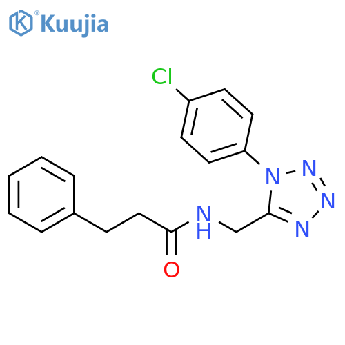 N-{1-(4-chlorophenyl)-1H-1,2,3,4-tetrazol-5-ylmethyl}-3-phenylpropanamide structure