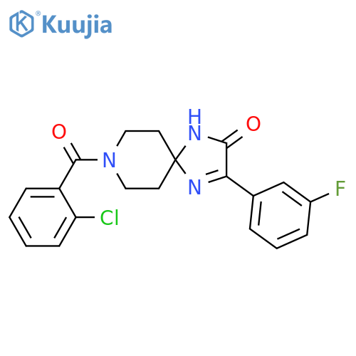 8-(2-chlorobenzoyl)-3-(3-fluorophenyl)-1,4,8-triazaspiro4.5dec-3-en-2-one structure