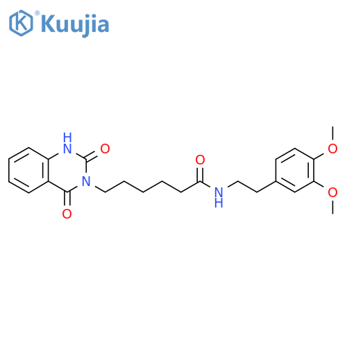 N-2-(3,4-dimethoxyphenyl)ethyl-6-(2,4-dioxo-1,2,3,4-tetrahydroquinazolin-3-yl)hexanamide structure