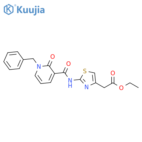 ethyl 2-2-(1-benzyl-2-oxo-1,2-dihydropyridine-3-amido)-1,3-thiazol-4-ylacetate structure