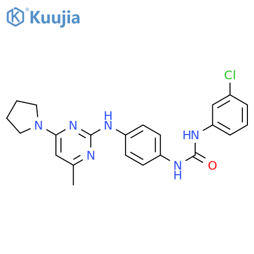 3-(3-chlorophenyl)-1-(4-{4-methyl-6-(pyrrolidin-1-yl)pyrimidin-2-ylamino}phenyl)urea structure