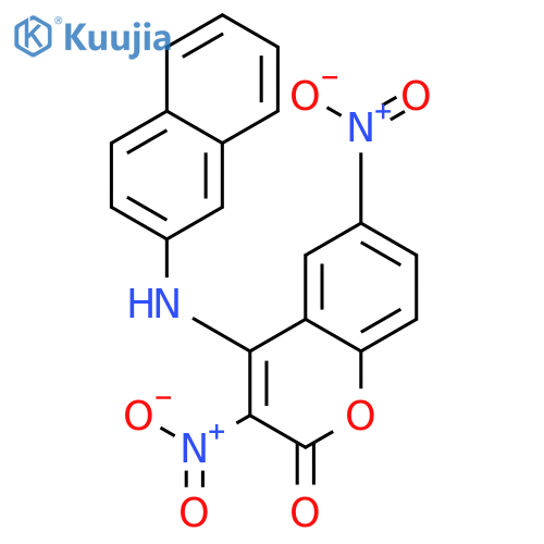 2H-1-Benzopyran-2-one, 4-(2-naphthalenylamino)-3,6-dinitro- structure
