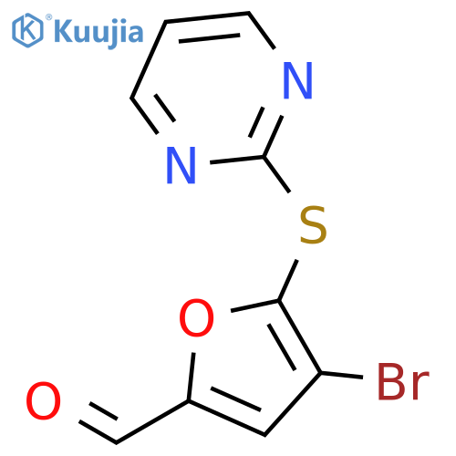 2-Furancarboxaldehyde, 4-bromo-5-(2-pyrimidinylthio)- structure