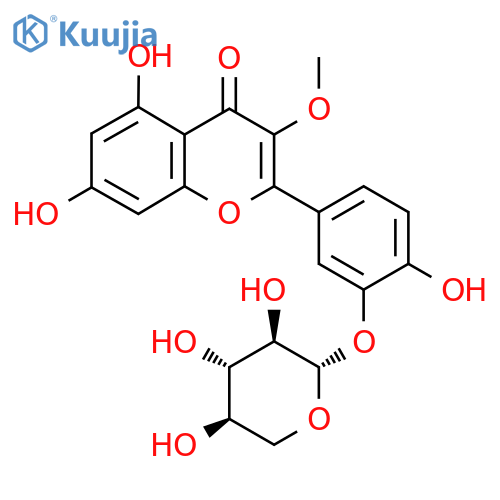 4H-1-Benzopyran-4-one, 5,7-dihydroxy-2-[4-hydroxy-3-(β-D-xylopyranosyloxy)phenyl]-3-methoxy- structure