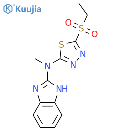 N-[5-(ethylsulfonyl)-1,3,4-thiadiazol-2-yl]-N-methyl-1H-benzimidazol-2-amine structure