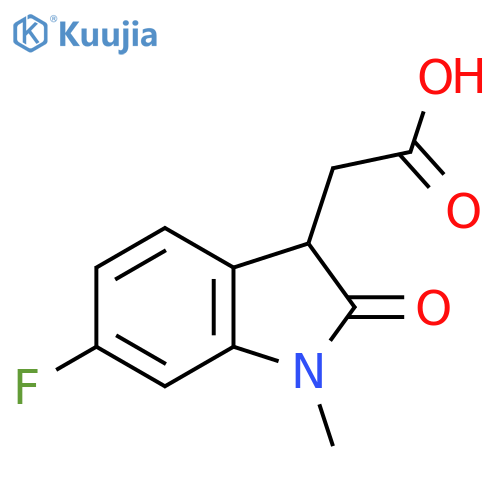 (6-Fluoro-1-methyl-2-oxo-2,3-dihydro-1H-indol-3-YL)acetic acid structure