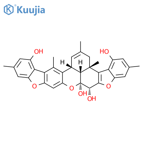 [3aS,(-)]-3,3a,9,9a,17bβ,17cβ-Hexahydro-2,3aβ,6,14,17-pentamethylbenzo[kl]bisbenzofuro[3,2-b:2',3'-i]xanthene-4,9α,9aα,16-tetrol structure