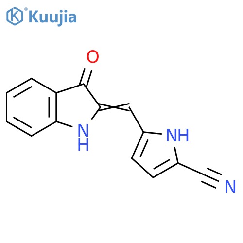 1H-Pyrrole-2-carbonitrile,  5-[(1,3-dihydro-3-oxo-2H-indol-2-ylidene)methyl]- structure