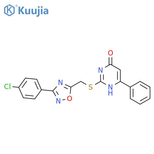 2-({3-(4-chlorophenyl)-1,2,4-oxadiazol-5-ylmethyl}sulfanyl)-6-phenyl-3,4-dihydropyrimidin-4-one structure