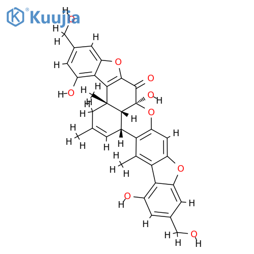 (3aS)-3,9a,17bβ,17cβ-Tetrahydro-4,9aα,16-trihydroxy-6,14-bis(hydroxymethyl)-2,3aβ,17-trimethylbenzo[kl]bisbenzofuro[3,2-b:2',3'-i]xanthen-9(3aH)-one structure