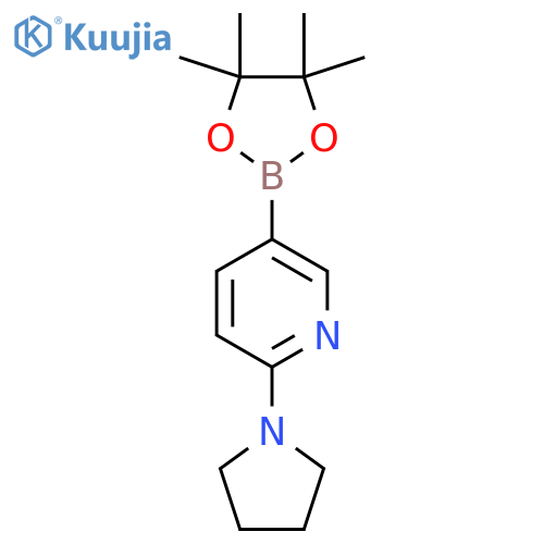 2-(pyrrolidin-1-yl)-5-(4,4,5,5-tetramethyl-1,3,2-dioxaborolan-2-yl)pyridine structure