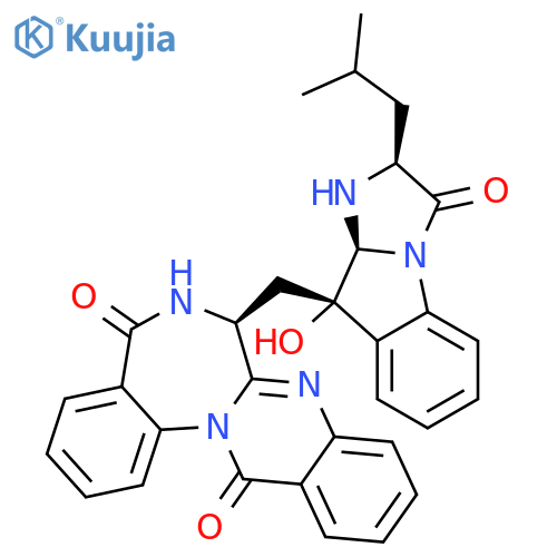 Quinazolino[3,2-a][1,4]benzodiazepine-5,13-dione,6,7-dihydro-7-[[(2S,9S,9aS)-2,3,9,9a-tetrahydro-9-hydroxy-2-(2-methylpropyl)-3-oxo-1H-imidazo[1,2-a]indol-9-yl]methyl]-,(7S)- structure