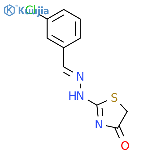 Benzaldehyde, 3-chloro-, (4,5-dihydro-4-oxo-2-thiazolyl)hydrazone structure