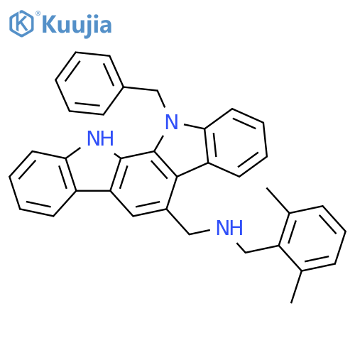 Indolo[2,3-a]carbazole-5-methanamine, N-[(2,6-dimethylphenyl)methyl]-11,12-dihydro-12-(phenylmethyl)- structure
