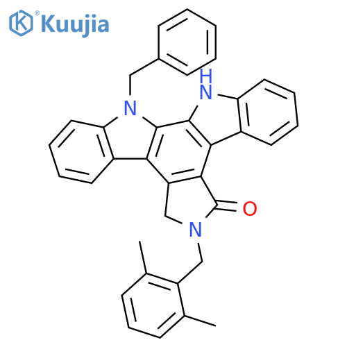 5H-Indolo[2,3-a]pyrrolo[3,4-c]carbazol-5-one, 6-[(2,6-dimethylphenyl)methyl]-6,7,12,13-tetrahydro-12-(phenylmethyl)- structure