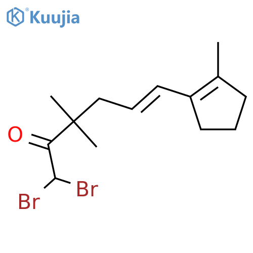 5-Hexen-2-one,1,1-dibromo-3,3-dimethyl-6-(2-methyl-1-cyclopenten-1-yl)-, (5E)- structure