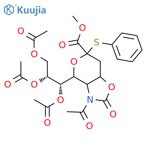 Methyl 5-Acetamido-7,8,9-tri-O-acetyl-5-N,4-O-carbonyl-3,5-dideoxy-2-S-phenyl-2-thio-D-glycero-b-D-galacto-2-nonulopyranosylonate structure