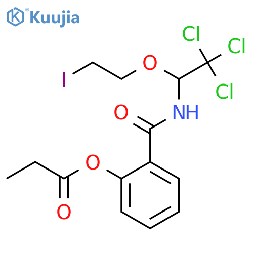 Benzamide, 2-(1-oxopropoxy)-N-[2,2,2-trichloro-1-(2-iodoethoxy)ethyl]- structure