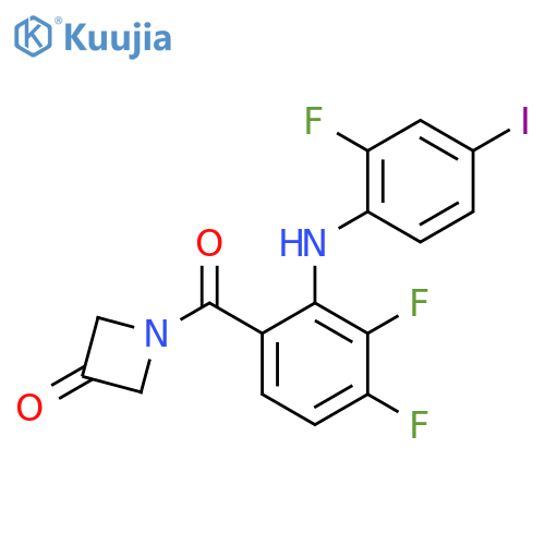 {3,4-Difluoro-2-[(2-fluoro-4-iodophenyl)amino]phenyl}carbonylazetidin-3-one structure