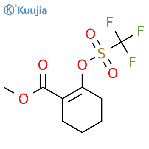 Methyl 2-(((trifluoromethyl)sulfonyl)oxy)cyclohex-1-enecarboxylate structure