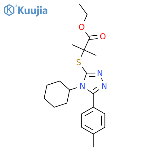 Propanoic acid, 2-[[4-cyclohexyl-5-(4-methylphenyl)-4H-1,2,4-triazol-3-yl]thio]-2-methyl-, ethyl ester structure