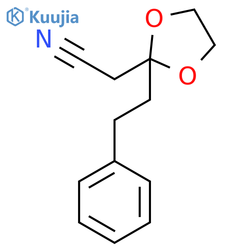 1,3-Dioxolane-2-acetonitrile, 2-(2-phenylethyl)- structure