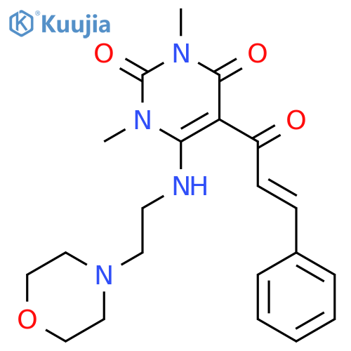 1,3-dimethyl-6-(2-morpholin-4-ylethylamino)-5-[(E)-3-phenylprop-2-enoyl]pyrimidine-2,4-dione structure