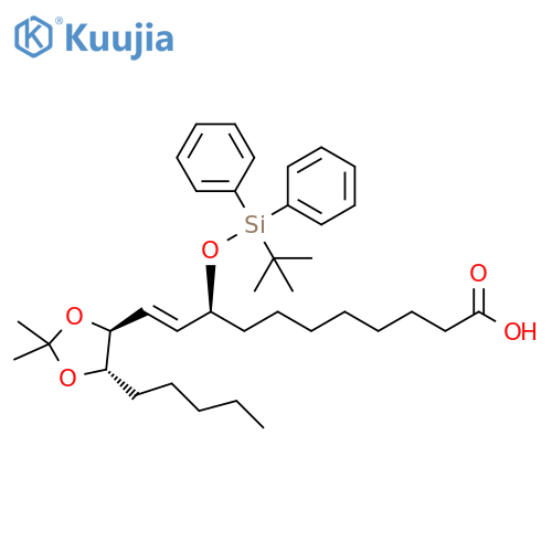 (9S,10E)-9-[[(1,1-Dimethylethyl)diphenylsilyl]oxy]-11-[(4S,5S)-2,2-dimethyl-5-pentyl-1,3-dioxolan-4-yl]-10-undecenoic acid structure