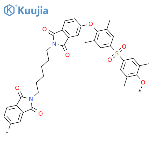 Poly[(1,3-dihydro-1,3-dioxo-2H-isoindole-5,2-diyl)-1,6-hexanediyl(1,3-dihydro-1,3-dioxo-2H-isoindole-2,5-diyl)oxy(2,6-dimethyl-1,4-phenylene)sulfonyl(3,5-dimethyl-1,4-phenylene)oxy] structure
