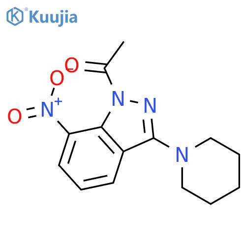 1H-Indazole, 1-acetyl-7-nitro-3-(1-piperidinyl)- structure