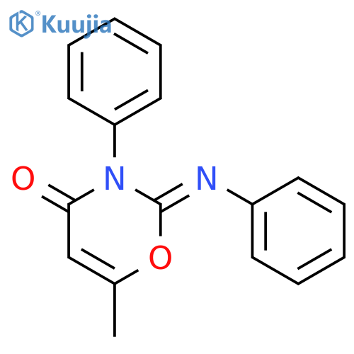 4H-1,3-Oxazin-4-one, 2,3-dihydro-6-methyl-3-phenyl-2-(phenylimino)- structure