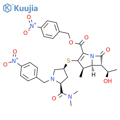 1-Azabicyclo[3.2.0]hept-2-ene-2-carboxylic acid, 3-[[(3S,5S)-5-[(dimethylamino)carbonyl]-1-[(4-nitrophenyl)methyl]-3-pyrrolidinyl]thio]-6-[(1R)-1-hydroxyethyl]-4-methyl-7-oxo-, (4-nitrophenyl)methyl ester, (4R,5S,6S)- structure