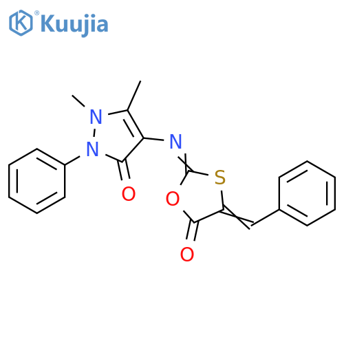 3H-Pyrazol-3-one,1,2-dihydro-1,5-dimethyl-4-[[5-oxo-4-(phenylmethylene)-1,3-oxathiolan-2-ylidene]amino]-2-phenyl- structure