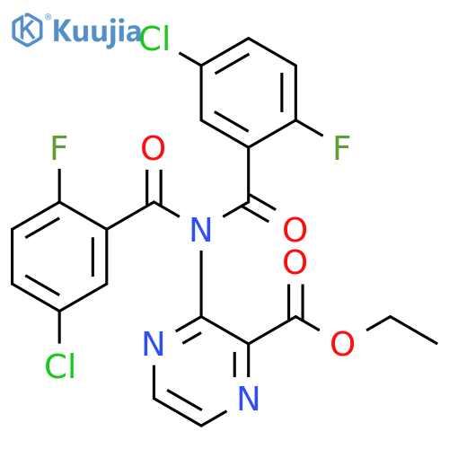 Ethyl 3-[bis(5-chloro-2-fluorobenzoyl)amino]-2-pyrazinecarboxylate structure