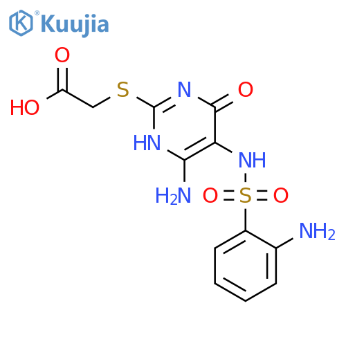 2-[[4-amino-5-[(2-aminophenyl)sulfonylamino]-6-oxo-1H-pyrimidin-2-yl]sulfanyl]acetic acid structure