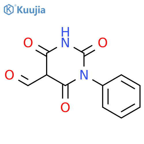 5-Pyrimidinecarboxaldehyde, hexahydro-2,4,6-trioxo-1-phenyl- structure