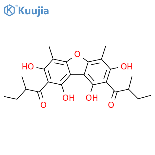 1-Butanone,1,1'-(1,3,7,9-tetrahydroxy-4,6-dimethyl-2,8-dibenzofurandiyl)bis[2-methyl- structure