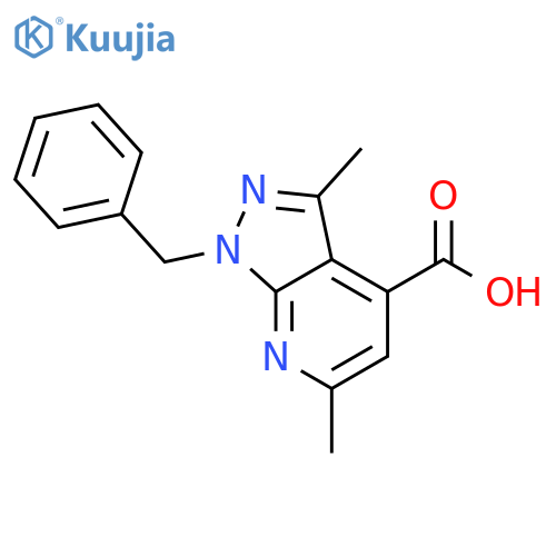 1-benzyl-3,6-dimethyl-1H-pyrazolo3,4-bpyridine-4-carboxylic acid structure