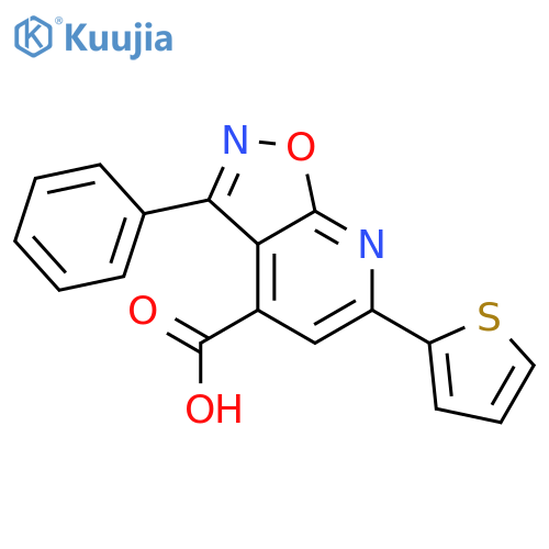 3-phenyl-6-(thiophen-2-yl)-1,2oxazolo5,4-bpyridine-4-carboxylic acid structure