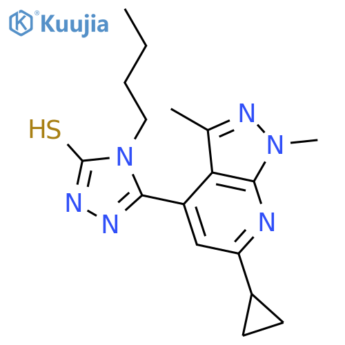 <br>4-Butyl-5-(6-cyclopropyl-1,3-dimethyl-1H-pyrazolo[3,4-b]pyridin-4-yl)-4H-1, 2,4-triazole-3-thiol structure