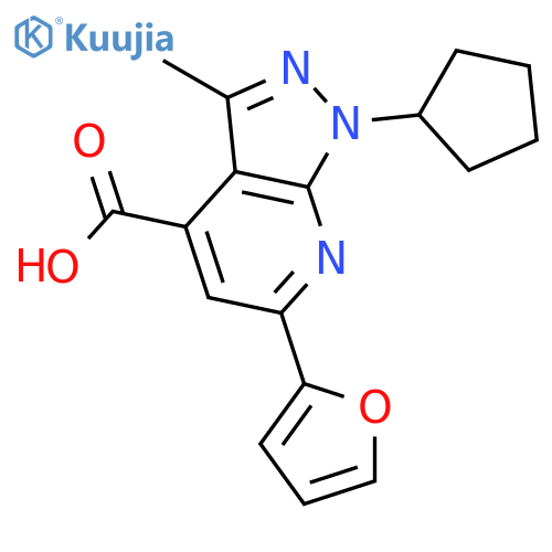 1-Cyclopentyl-6-(2-furyl)-3-methyl-1H-pyrazolo3,4-bpyridine-4-carboxylic acid structure