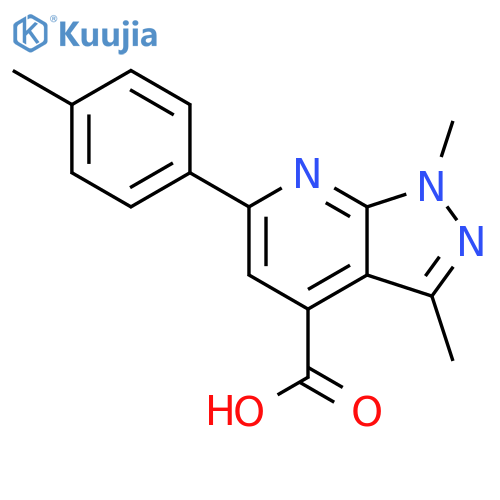 1,3-dimethyl-6-(4-methylphenyl)-1H-pyrazolo3,4-bpyridine-4-carboxylic acid structure
