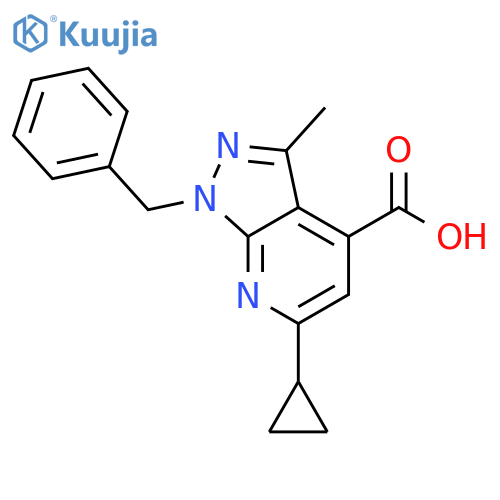 1-benzyl-6-cyclopropyl-3-methyl-1H-pyrazolo3,4-bpyridine-4-carboxylic acid structure