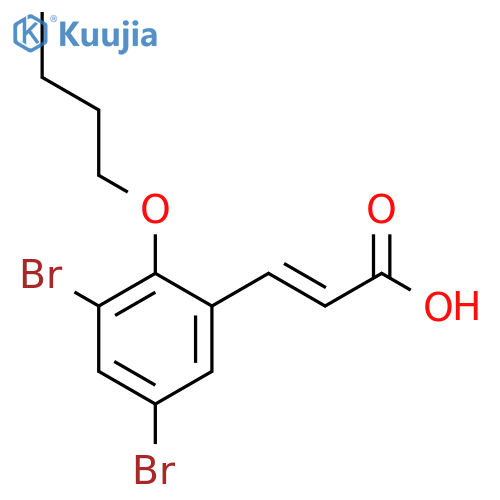(2E)-3-(3,5-dibromo-2-butoxyphenyl)acrylic acid structure