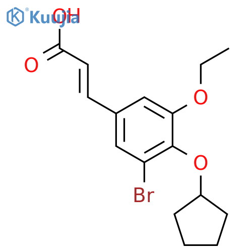 (2E)-3-[3-bromo-4-(cyclopentyloxy)-5-ethoxyphenyl]acrylic acid structure