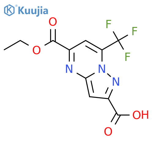 <br>5-(Ethoxycarbonyl)-7-(trifluoromethyl)pyrazolo[1,5-a]pyrimidine-2-carboxyli c acid structure